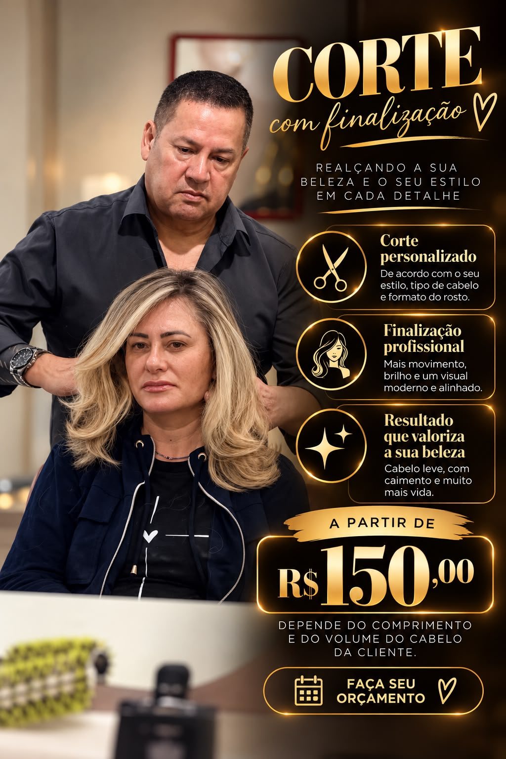 Anúncio do Salão Kharina Ribeiro: Corte com finalização