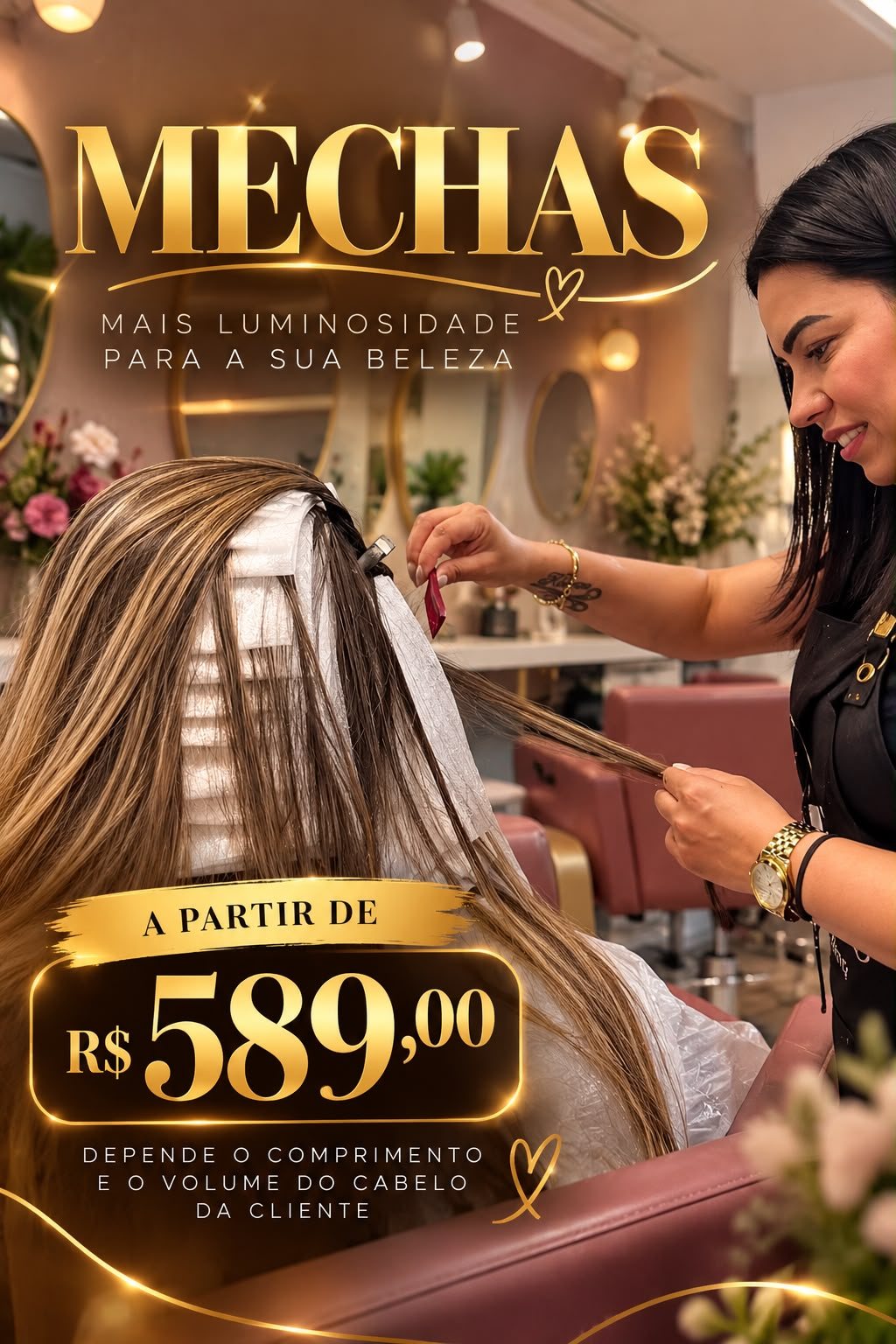 Anúncio do Salão Kharina Ribeiro: Mechas