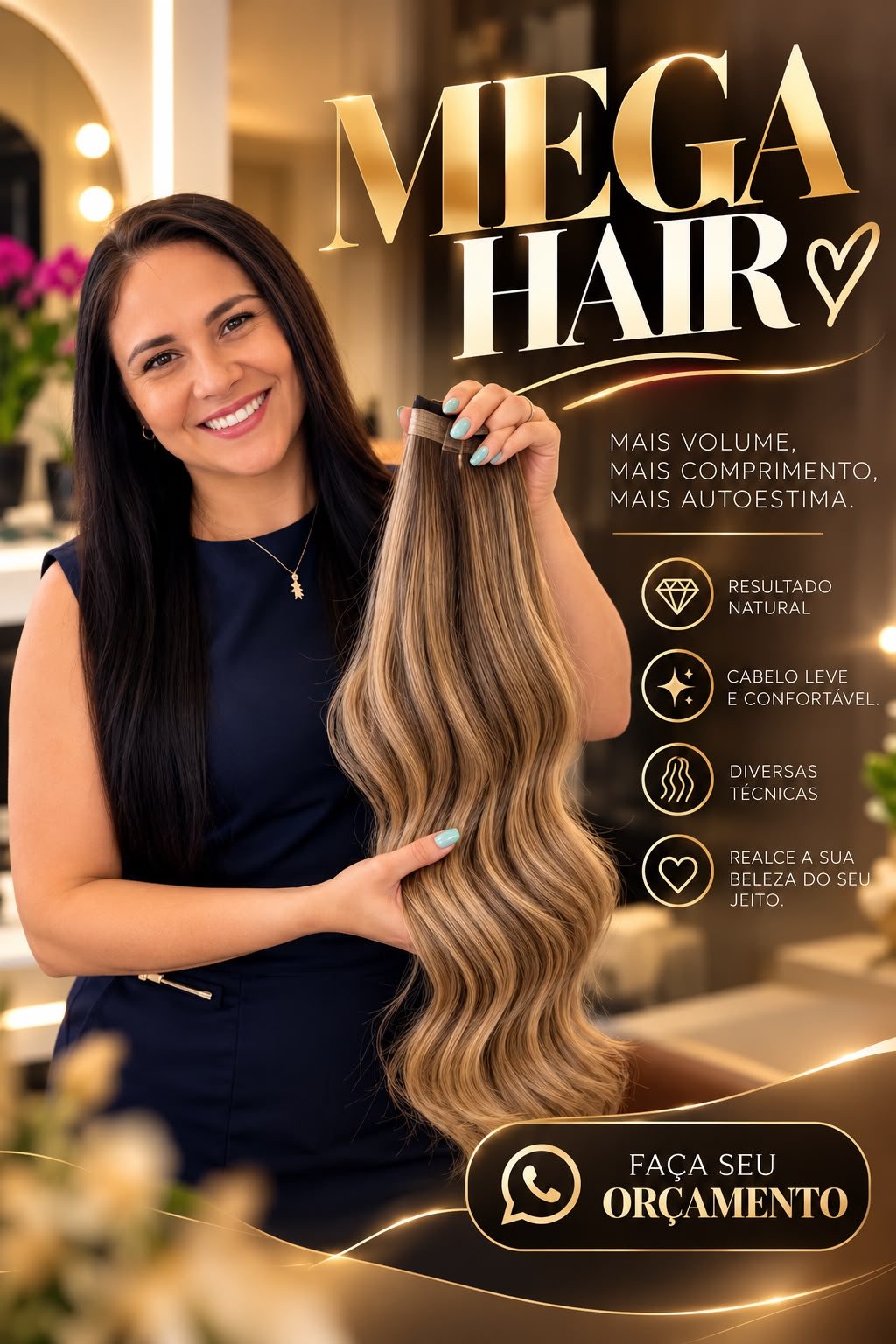 Anúncio do Salão Kharina Ribeiro: Mega hair