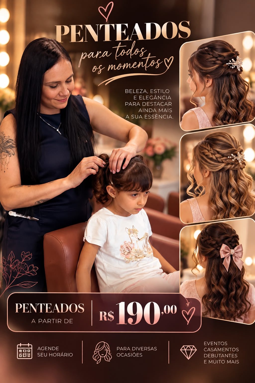 Anúncio do Salão Kharina Ribeiro: Penteados